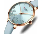 Leather Quartz Charm Flowers Dial WristWatches Clock For Ladies