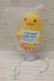 Mini Positive Energy 4" Duck Pocket Hug Handmade Plush Knitting Kawaii Doll