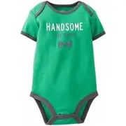 Carter's Boys Bodysuit Size 12 Months Green Gray Handsome Like Daddy Bow Tie NEW