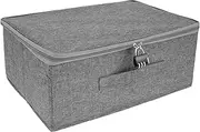 [UKQRRTC] Clothing Storage Box with Zipper Lid Reusable Private Storage Box with Lock Foldable Fabric Storage Bin Large Capacity Toy Storage Organizer Case