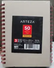 Arteza Black Sketch Pad (Pack of 3) 5.5" x 8.5" (50 Sheets Each) Premium 90lb