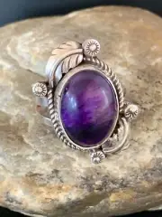 Womens Purple Stone Navajo Sterling Silver Ring Size 10.5 10446