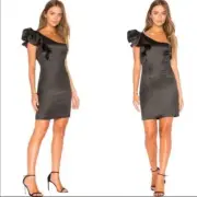 Revolve Bardot Estella Frill Satin Dress Night OutFormal Cocktail Dress, Size 8