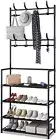 Freestanding Shoe Rack 4-Tier Entryway Shoe Rack, Coat Rack, Entrance Bench