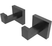 Double Towel Hook Matte Black Square Base Bathroom Robe Towel Holder Hand Tow...