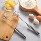 Egg Stirrer Portable Hand Mixer Stainless Steel Semi-automatic Whisk Beater Set