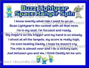 Disney World Buzz Lightyear Space Ranger Spin Poem Scrapbook Paper Die Cut Piece