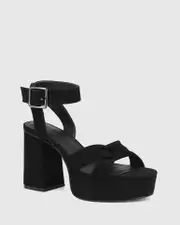 Watson Black Suede Platform Heel Sandal