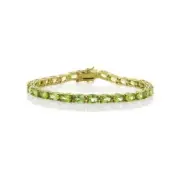 7Ct Oval Cut Green Peridot Women Fancy Tennis Bracelet In 14K Yellow Gold Finish