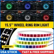4Pcs 15.5in Double Row LED Wheel Ring Lights Bluetooth Color RGB Rim Lights APP