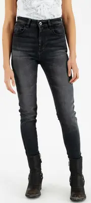 Rokker Tech High Waist Ladies Motorcycle Jeans, black-grey, Size 26 for Women Black Grey