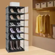 6 Tiers Shoe Storage Box Black Stackable Shoe Container Sneaker Organizer