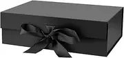 DaiJoob Gift Box with Lid for Presents 10.5x7.5x3.1 Inches with Ribbon and Magnetic Closure(1-Pack) (Black)