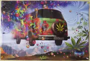 ROLLED 1997 THE MAGIC BUS TRIPPY HEAD SHOP PSYCHEDELIC ART VW BUS 24X36 2177