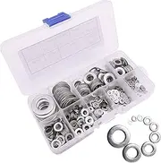 600 Pieces 304 Stainless Steel Flat Washers Set Suitable for Home Decoration, Factories Repair, Shops, Kitchens and Outdoor Construction, 9 Sizes - M2 M2.5 M3 M4 M5 M6 M8 M10 M12 (600 Pieces)