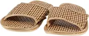 [LIFKOME] Comfortable Bamboo Slippers Straw Slides for Women Men Open Toe Meticulous Sole Stripe and Breathable Straw