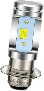 Ruiandsion P15D H6M LED Motorcycle Headlight Bulbs AC 12-20V DC 11-30V White Super Bright 1860 4SMD Chips High Low Beam Replacement for ATV Motorcycle Headlight, Pack of 1