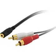 Pro.2 LA1048 Gold Plated Stereo 3.5mm Socket to 2x RCA Plug Cable 0.5m