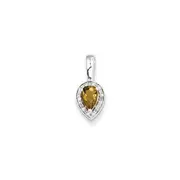 Sterling Silver Diamond Whiskey Quartz Pendant