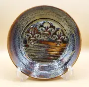 Susan Rodrigue Pottery Fleur-De-Lis Handmade Garlic Mincer Dip Plate Signed, NEW