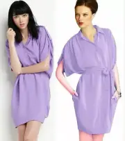 Diane Von Furstenberg Karin Crepe Belted Freesia Shirt Tunic Style Dress 4 $368