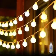 Areaphmet Globe String Lights, 33 Feet 80 Led Fairy Lights USB Plug in, 8 Modes Mini Globe Lights for Indoor Outdoor Bedroom Party Wedding Garden Christmas Tree Decor (Warm White)