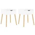 High Gloss Nightstand Cabinet Set Of 2 White Modern Bedside Table With Drawer