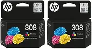HP 308 Colour Ink Cartridge For HP Envy 6122e 6532e 6520e 6132e 6530e 6120e 6110e 6558e 6110e 6130e All-in-One Printers, Pack of 2