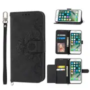 MCC iPhone 7 8 Wallet Case Cover Extra Card Slots with Strap Apple iPhone7 [Black]