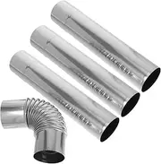SEWACC 3Pcs Stainless Steel Vent Tube with Elbow Adapter Straight Flue for Durable and Resistant Easy Installation Ventilation