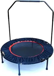 Mini Rebounder Trampoline with Vaulted Handle Rail for Stability and Balance Jump Training Workout Exercise Bouncy Low Impact Surface Easy Assembly