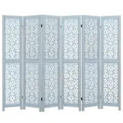 Costway 6 Panel Folding Room Divider Openwork Carving Privacy Screen 165cm - Blue