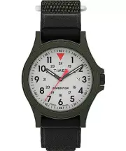 Timex Men's Expedition Acadia 40mm Watch - Black Fastwrap Cream Dial Green Case