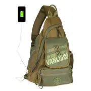 Sling Bag with USB Charging Port, Sling Backpack USB, Shoulder Army Green