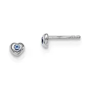 Sterling Silver Madi K Rhodium-Plated Polished December Blue Preciosa Crystal Heart Children'S Post Earrings