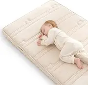 KUB Baby Crib Mattress & Toddler Bed Mattress with High Density Support, 100% Breathable Organic Fabric, Removable and Washable, Nature