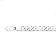 Silver 21cm Gents Solid Oval Curb Bracelet