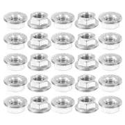 M6x1.0mm Serrated Flange Hex Lock Nuts, 25Pcs Hexagon Flange Nut, Silver