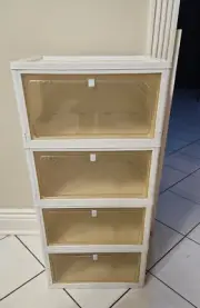 4 Tier Plastic Storage Bins with Drawers Foldable Stackable Storage Bins w/ Lids
