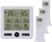Byttlerom Weather Station Indoor/Outdoor Wireless Sensors Digital Thermometer Hygrometer LED LCD Display Thermometer(White)