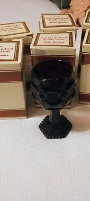 Vintage Avon Cape Cod Cranberry Red Wine Glasses Lot of 6 NEW IN BOX