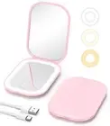 Lighted Travel Makeup Mirror with Light and Magnification 1X/3X, Stepless Dim...