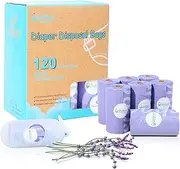 USBOO Disposable Diaper Bags for Baby | 8 Refill Rolls (120 Pack) | Lavender Scented | Baby Poop Bags with Dispenser | Essential for Travel and Quick Change on The Go