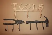 Man Cave Garage Workshop Tool Wall Hook Set, Rustic Tools Wall Decor
