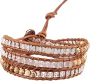 [KELITCH] Crystal Created Agate Mix Beads 3 Layers Wrap Bracelet Handmade Jewelry
