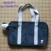 Peanuts School Bag Snoopy Navy Gray Inner Character Pattern Plush Pouch Included