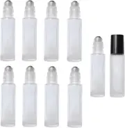 10 PCS Essential Oil Roller Bottles 10ml Roller Bottles Amber Thick Glass Steel