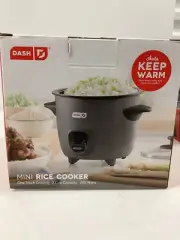 Dash Mini Rice Cooker (Gray exterior) 2 Cup Capacity, 200 Watts - NEW/sealed
