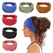 Wide Headbands For Women Non Slip Soft Elastic Hair Bands Yoga Running Sports Workout Gym Head Wraps Knotted Cotton Cloth African Turbans Bandana