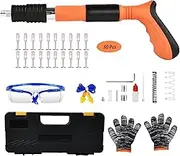 Mini Nail Gun Cordless Concrete Air Nailer Gun Portable Woodworking and Decoration Integrated Pneumatic Nail Gun,4-Speed Adjustment Cement Wall Nailer,Orange/Black(Steel Nail Nailer + 50x Nails)